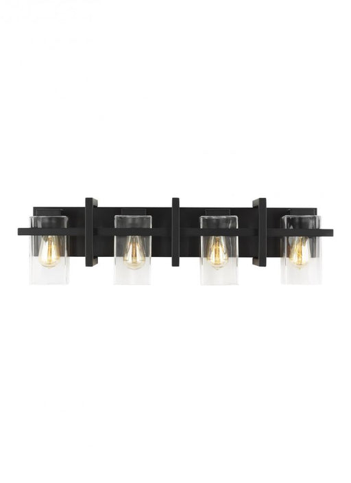 Generation Lighting Mitte transitional 4-light indoor dimmable bath vanity wall sconce in midnight black finish with cle