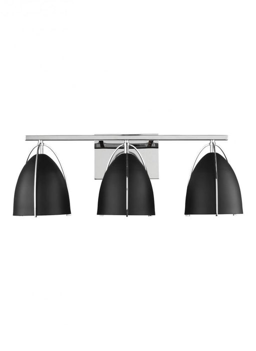 Visual Comfort & Co. Studio Collection Norman modern 3-light indoor dimmable bath vanity wall sconce in chrome silver finish with midnight
