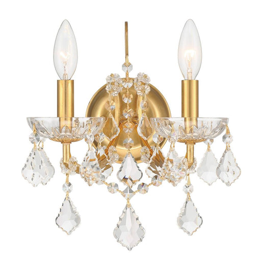 Crystorama Filmore 2 Light Spectra Crystal Antique Gold Sconce