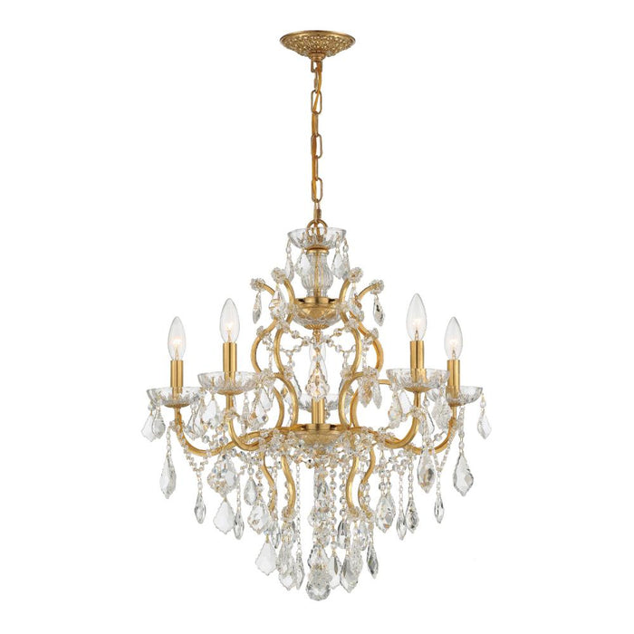 Crystorama Filmore 6 Light Swarovski Strass Crystal Antique Gold Chandelier