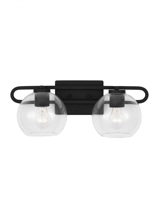 Visual Comfort & Co. Studio Collection Codyn contemporary 2-light indoor dimmable bath vanity wall sconce in midnight black finish with cle