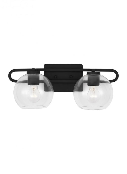 Visual Comfort & Co. Studio Collection Codyn contemporary 2-light indoor dimmable bath vanity wall sconce in midnight black finish with cle