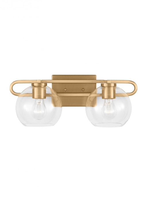 Visual Comfort & Co. Studio Collection Codyn contemporary 2-light indoor dimmable bath vanity wall sconce in satin brass gold finish with c
