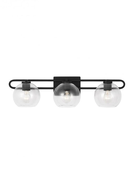 Visual Comfort & Co. Studio Collection Codyn contemporary 3-light indoor dimmable bath vanity wall sconce in midnight black finish with cle