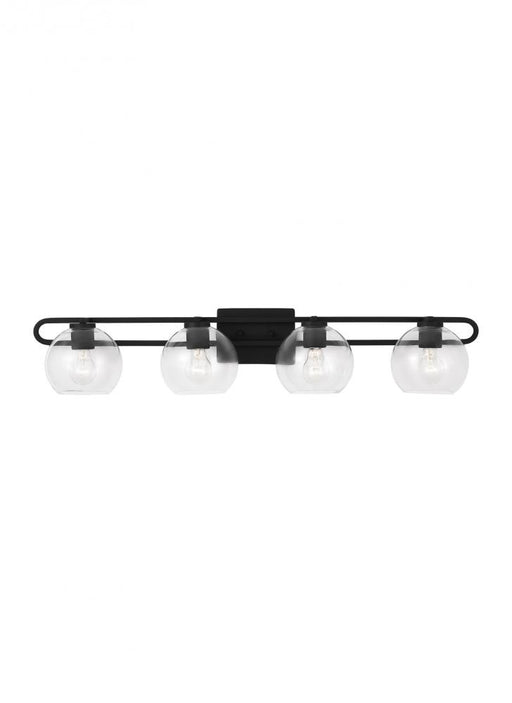 Visual Comfort & Co. Studio Collection Codyn contemporary 4-light indoor dimmable bath vanity wall sconce in midnight black finish with cle