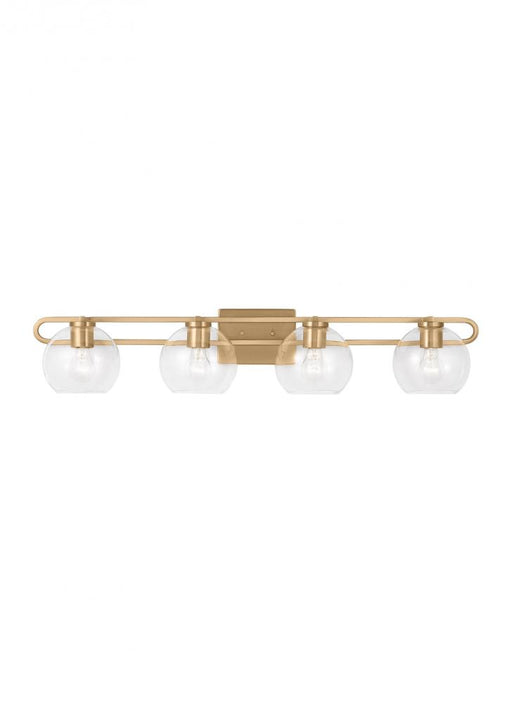Visual Comfort & Co. Studio Collection Codyn contemporary 4-light indoor dimmable bath vanity wall sconce in satin brass gold finish with c