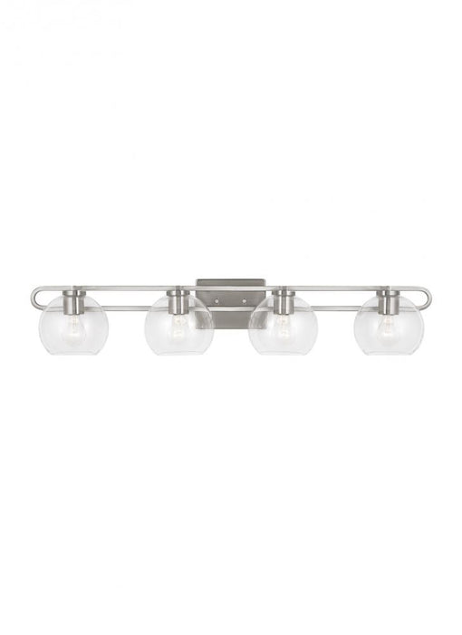 Visual Comfort & Co. Studio Collection Codyn contemporary 4-light indoor dimmable bath vanity wall sconce in brushed nickel silver finish w