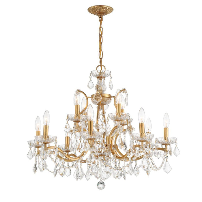 Crystorama Filmore 12 Light Spectra Crystal Antique Gold Chandelier