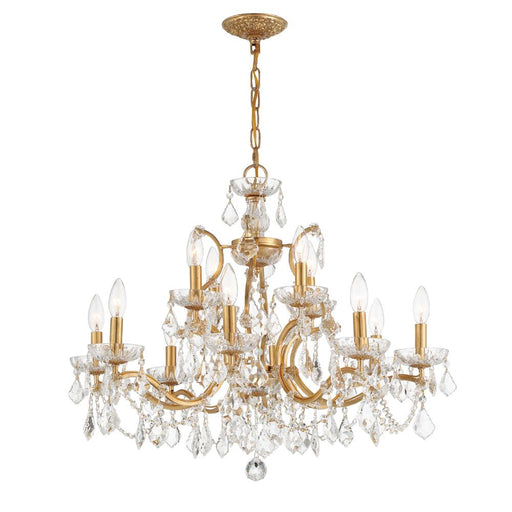 Crystorama Filmore 12 Light Swarovski Strass Crystal Antique Gold Chandelier