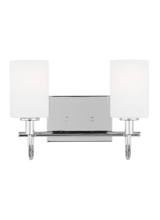 Visual Comfort & Co. Studio Collection Oak Moore traditional 2-light indoor dimmable bath vanity wall sconce in chrome finish and etched wh