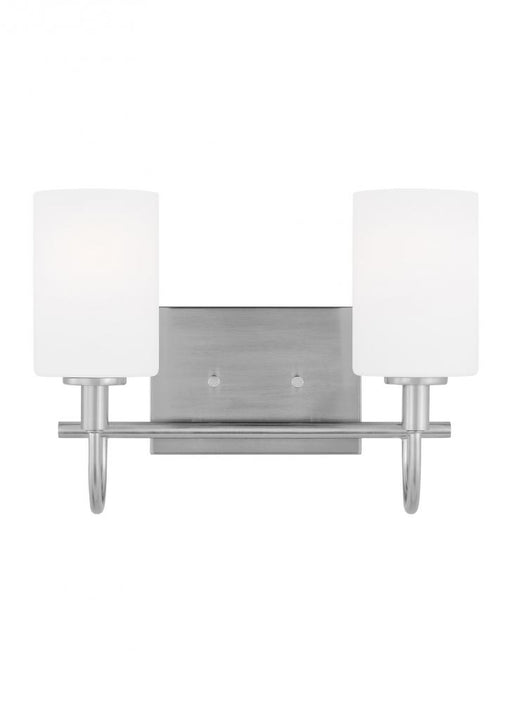 Visual Comfort & Co. Studio Collection Oak Moore traditional 2-light indoor dimmable bath vanity wall sconce in brushed nickel silver finis