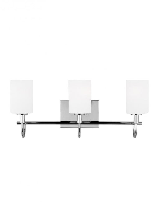 Visual Comfort & Co. Studio Collection Oak Moore traditional 3-light indoor dimmable bath vanity wall sconce in chrome finish and etched wh