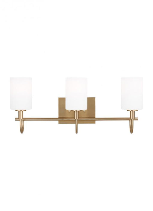 Visual Comfort & Co. Studio Collection Oak Moore traditional 3-light LED indoor dimmable bath vanity wall sconce in satin brass gold finish