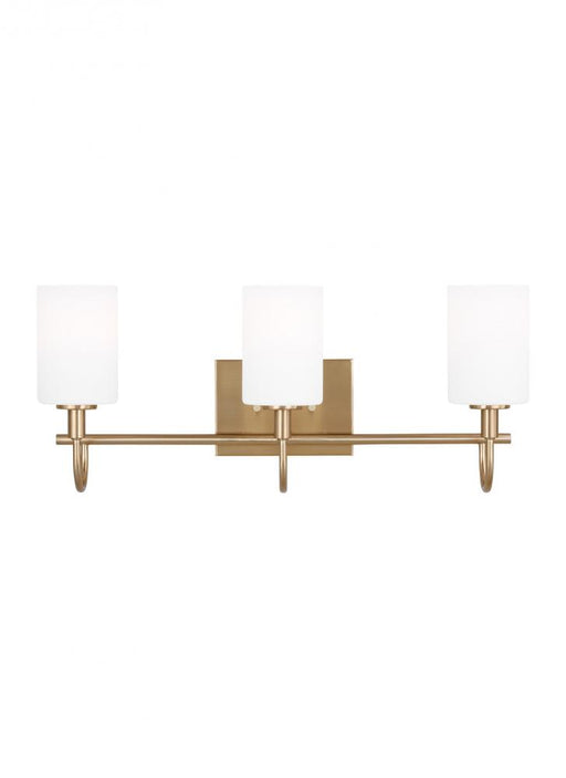 Visual Comfort & Co. Studio Collection Oak Moore traditional 3-light LED indoor dimmable bath vanity wall sconce in satin brass gold finish