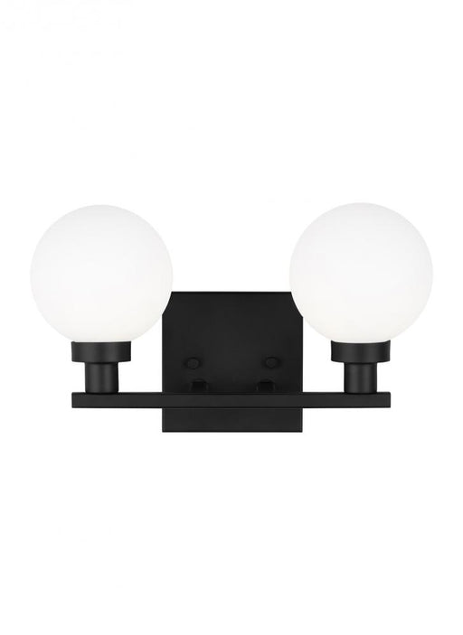 Visual Comfort & Co. Studio Collection Clybourn modern 2-light indoor dimmable bath vanity sconce in midnight black finish with white milk