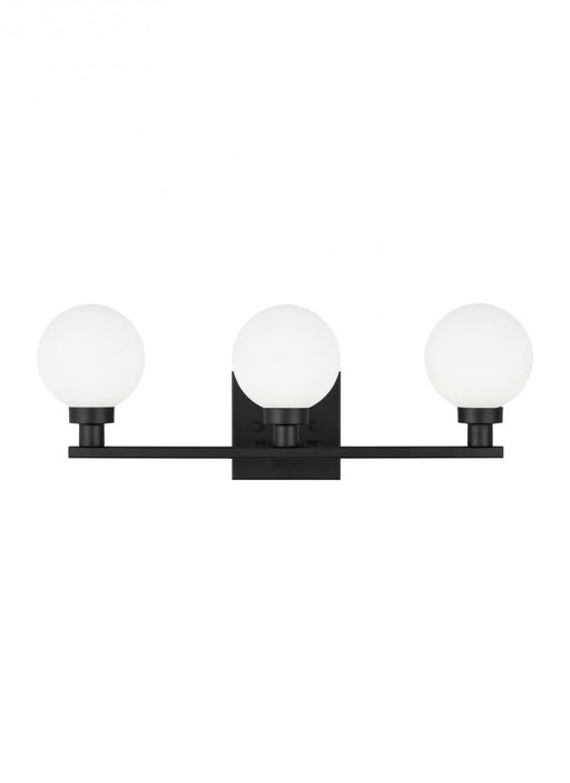 Visual Comfort & Co. Studio Collection Clybourn modern 3-light indoor dimmable bath vanity sconce in midnight black finish with white milk