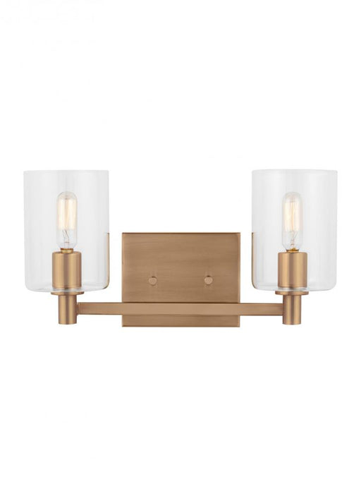 Visual Comfort & Co. Studio Collection Fullton modern 2-light indoor dimmable bath vanity wall sconce in satin brass gold finish