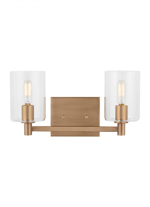 Visual Comfort & Co. Studio Collection Fullton modern 2-light LED indoor dimmable bath vanity wall sconce in satin brass gold finish