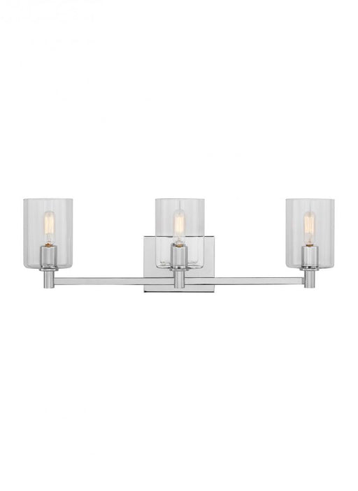 Visual Comfort & Co. Studio Collection Fullton modern 3-light indoor dimmable bath vanity wall sconce in chrome finish