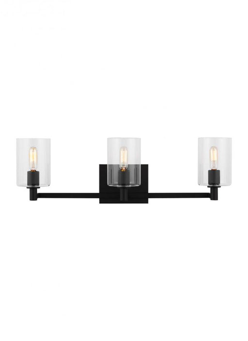 Visual Comfort & Co. Studio Collection Fullton modern 3-light indoor dimmable bath vanity wall sconce in midnight black finish