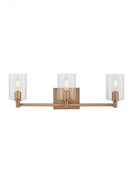 Visual Comfort & Co. Studio Collection Fullton modern 3-light indoor dimmable bath vanity wall sconce in satin brass gold finish