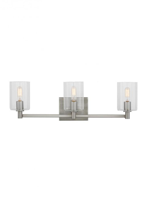 Visual Comfort & Co. Studio Collection Fullton modern 3-light indoor dimmable bath vanity wall sconce in brushed nickel finish
