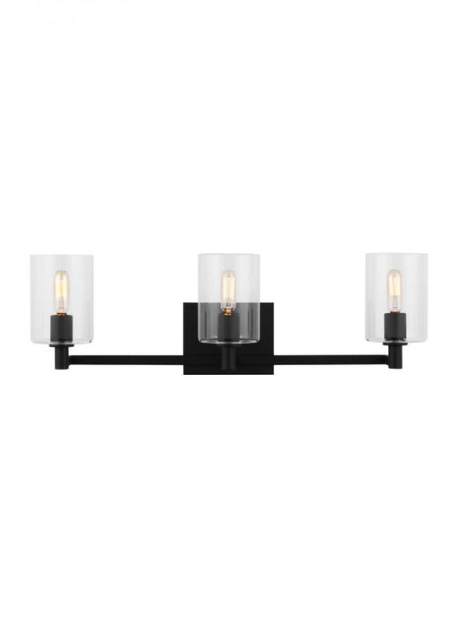 Visual Comfort & Co. Studio Collection Fullton modern 3-light LED indoor dimmable bath vanity wall sconce in midnight black finish