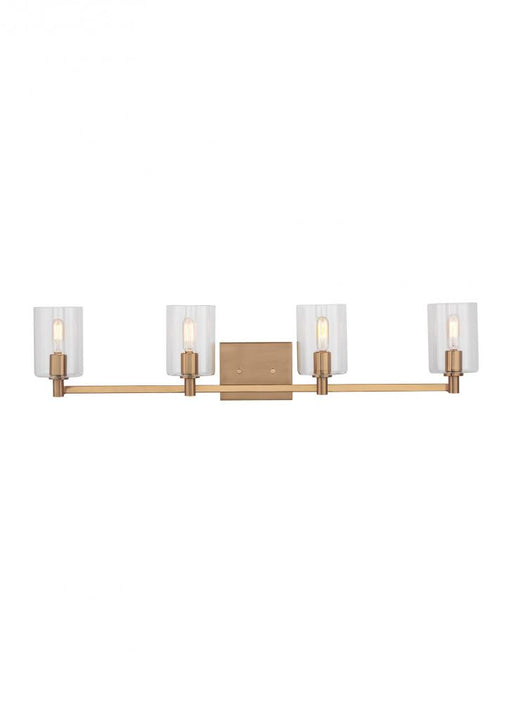 Visual Comfort & Co. Studio Collection Fullton modern 4-light indoor dimmable bath vanity wall sconce in satin brass gold finish