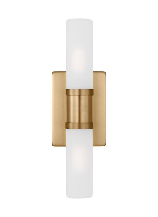 Visual Comfort & Co. Studio Collection Keaton modern industrial 2-light indoor dimmable small bath vanity wall sconce in satin brass gold f