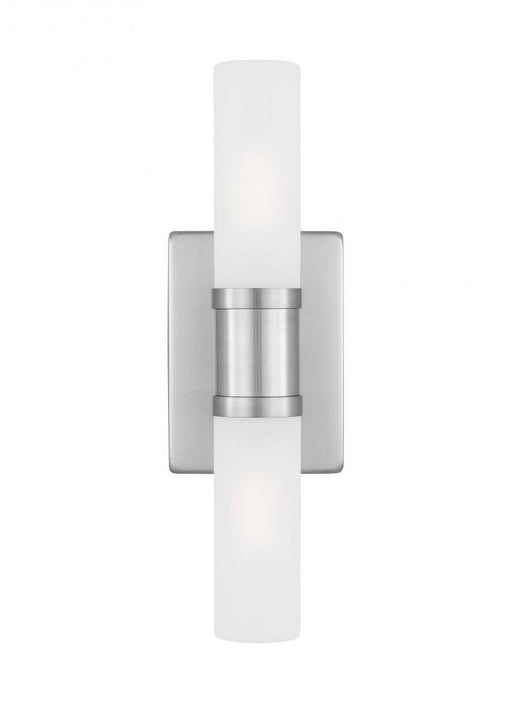 Visual Comfort & Co. Studio Collection Keaton modern industrial 2-light indoor dimmable small bath vanity wall sconce in brushed nickel sil