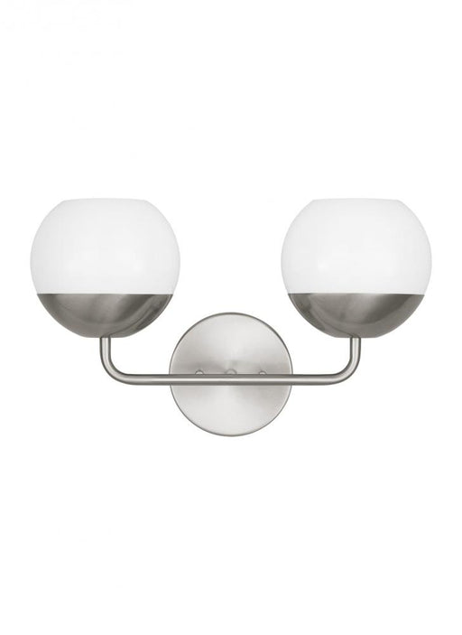 Visual Comfort & Co. Studio Collection Alvin modern 2-light indoor dimmable bath vanity wall sconce in brushed nickel silver finish with wh