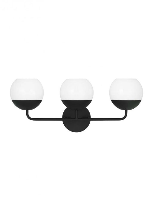 Visual Comfort & Co. Studio Collection Alvin modern 3-light indoor dimmable bath vanity wall sconce in midnight black finish with white mil