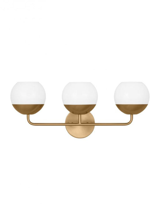 Visual Comfort & Co. Studio Collection Alvin modern 3-light indoor dimmable bath vanity wall sconce in satin brass gold finish with white m