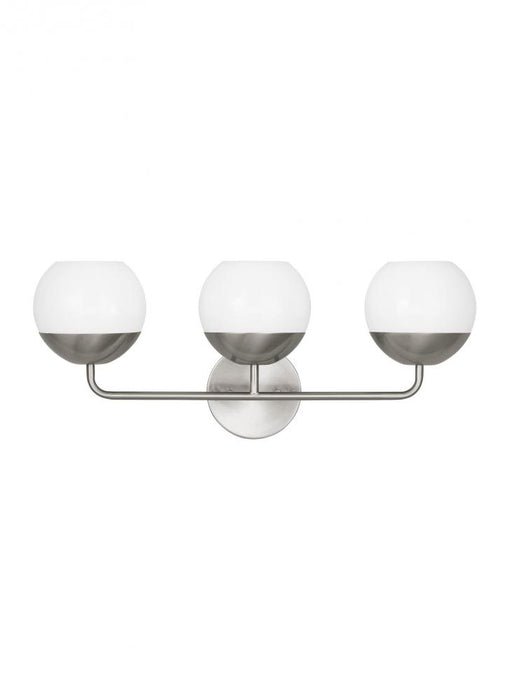 Visual Comfort & Co. Studio Collection Alvin modern 3-light indoor dimmable bath vanity wall sconce in brushed nickel silver finish with wh