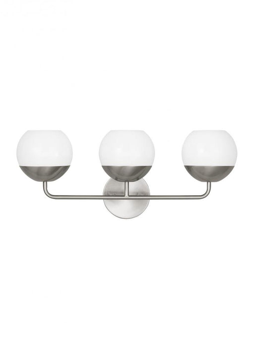 Visual Comfort & Co. Studio Collection Alvin modern 3-light indoor dimmable bath vanity wall sconce in brushed nickel silver finish with wh