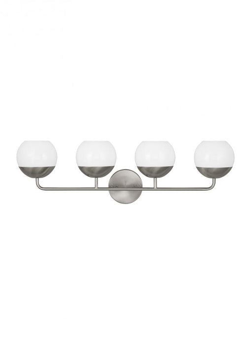 Visual Comfort & Co. Studio Collection Alvin modern 4-light indoor dimmable bath vanity wall sconce in brushed nickel silver finish with wh