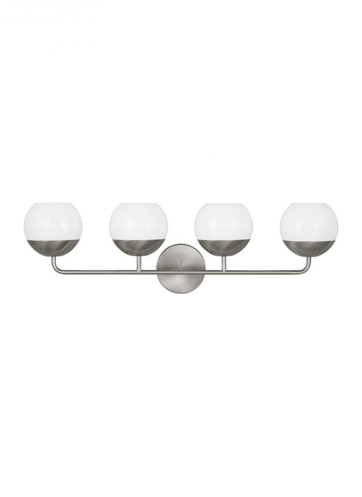 Visual Comfort & Co. Studio Collection Alvin modern LED 4-light indoor dimmable bath vanity wall sconce in brushed nickel silver finish wit
