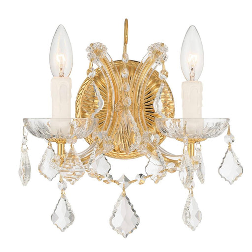Crystorama Maria Theresa 2 Light Clear Italian Crystal Gold Sconce
