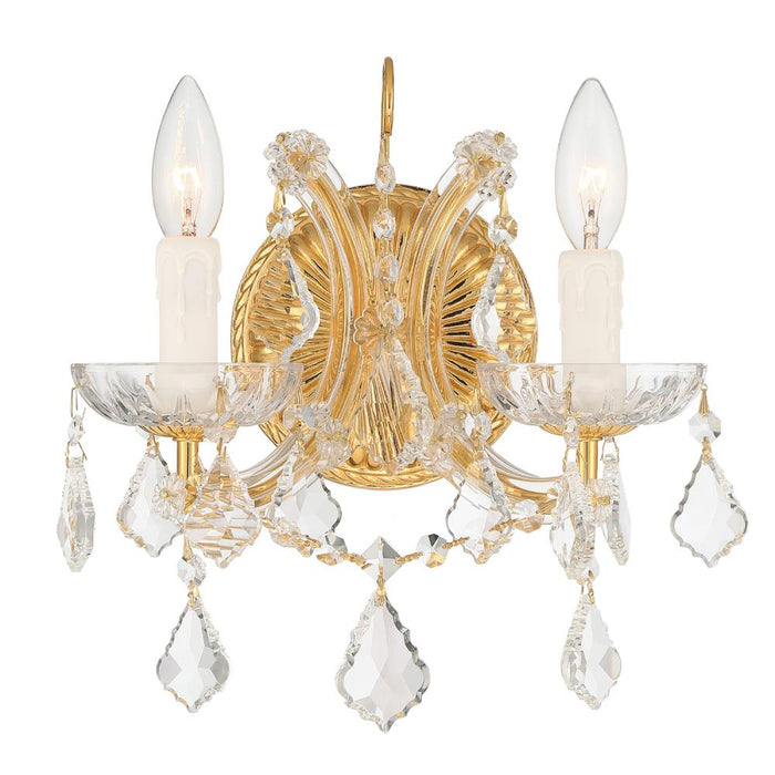 Crystorama Maria Theresa 2 Light Hand Cut Crystal Gold Sconce