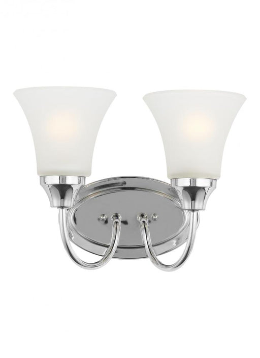 Generation Lighting Holman traditional 2-light indoor dimmable bath vanity wall sconce in chrome silver finish with sati