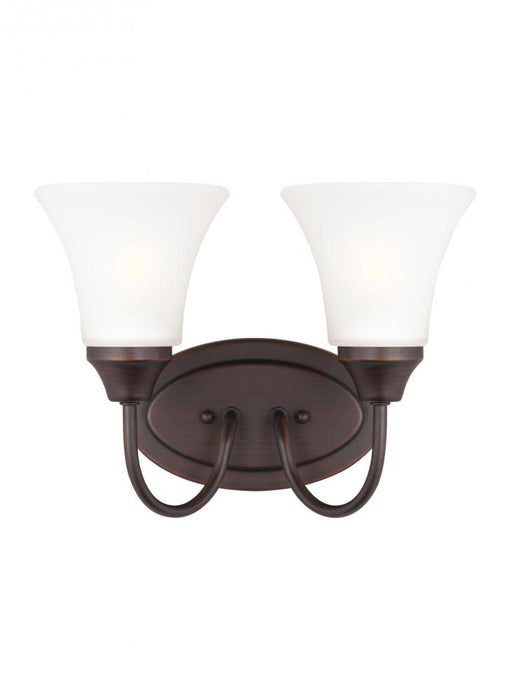 Generation Lighting Holman traditional 2-light indoor dimmable bath vanity wall sconce in bronze finish with satin etche