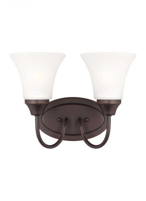 Generation Lighting Holman traditional 2-light indoor dimmable bath vanity wall sconce in bronze finish with satin etche