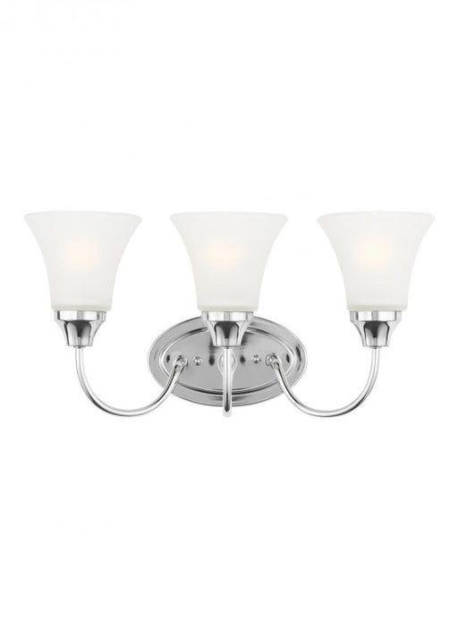 Generation Lighting Holman traditional 3-light indoor dimmable bath vanity wall sconce in chrome silver finish with sati