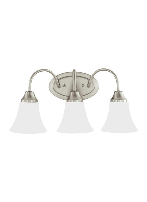 Generation Lighting Holman traditional 3-light indoor dimmable bath vanity wall sconce in brushed nickel silver finish w