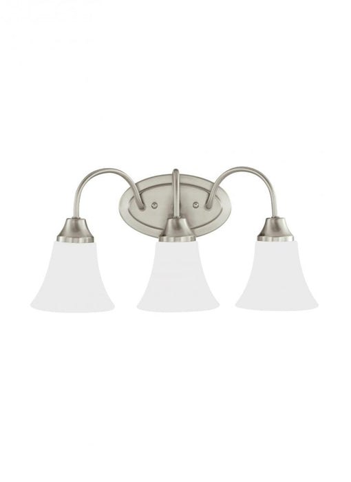 Generation Lighting Holman traditional 3-light LED indoor dimmable bath vanity wall sconce in brushed nickel silver fini