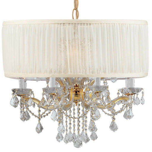 Crystorama Brentwood 12 Light Spectra Crystal Drum Shade Gold Chandelier