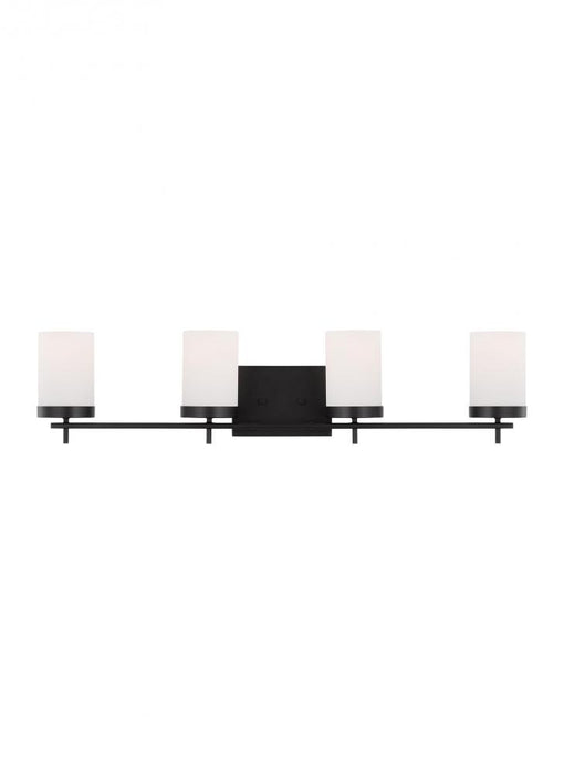 Visual Comfort & Co. Studio Collection Zire dimmable indoor 4-light wall light or bath sconce in a midnight black finish with etched white