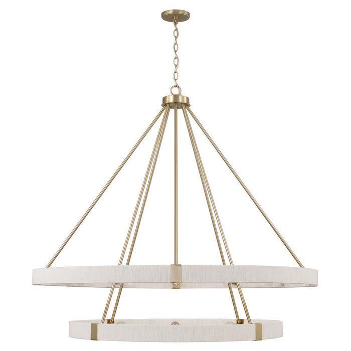 20-light Two-tier Chandelier In Matte Brass With Bleached Natural Rope | 449802MA