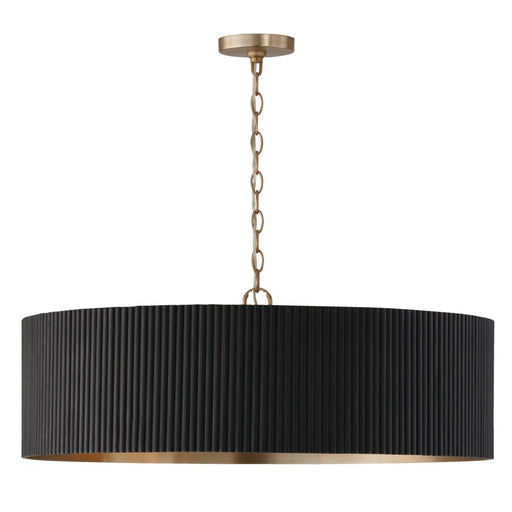 Capital 4-Light Chandelier in Matte Brass and Handcrafted Mango Wood in Black Stain
