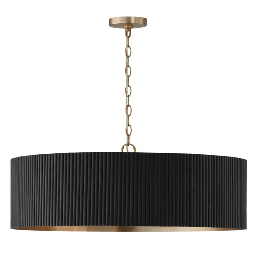 4-light Chandelier In Matte Brass And Handcrafted Mango Wood In Black Stain | 450741KR